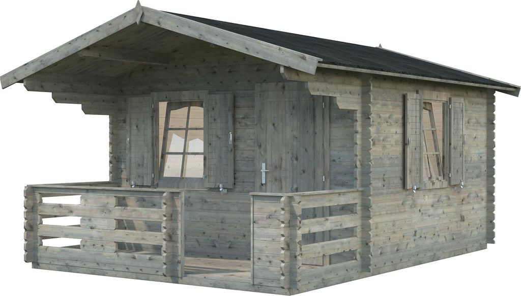 Palmako Gartenhaus Emma 10,4 + 4,2 m² - 34 mm Grau tauchimprägniert