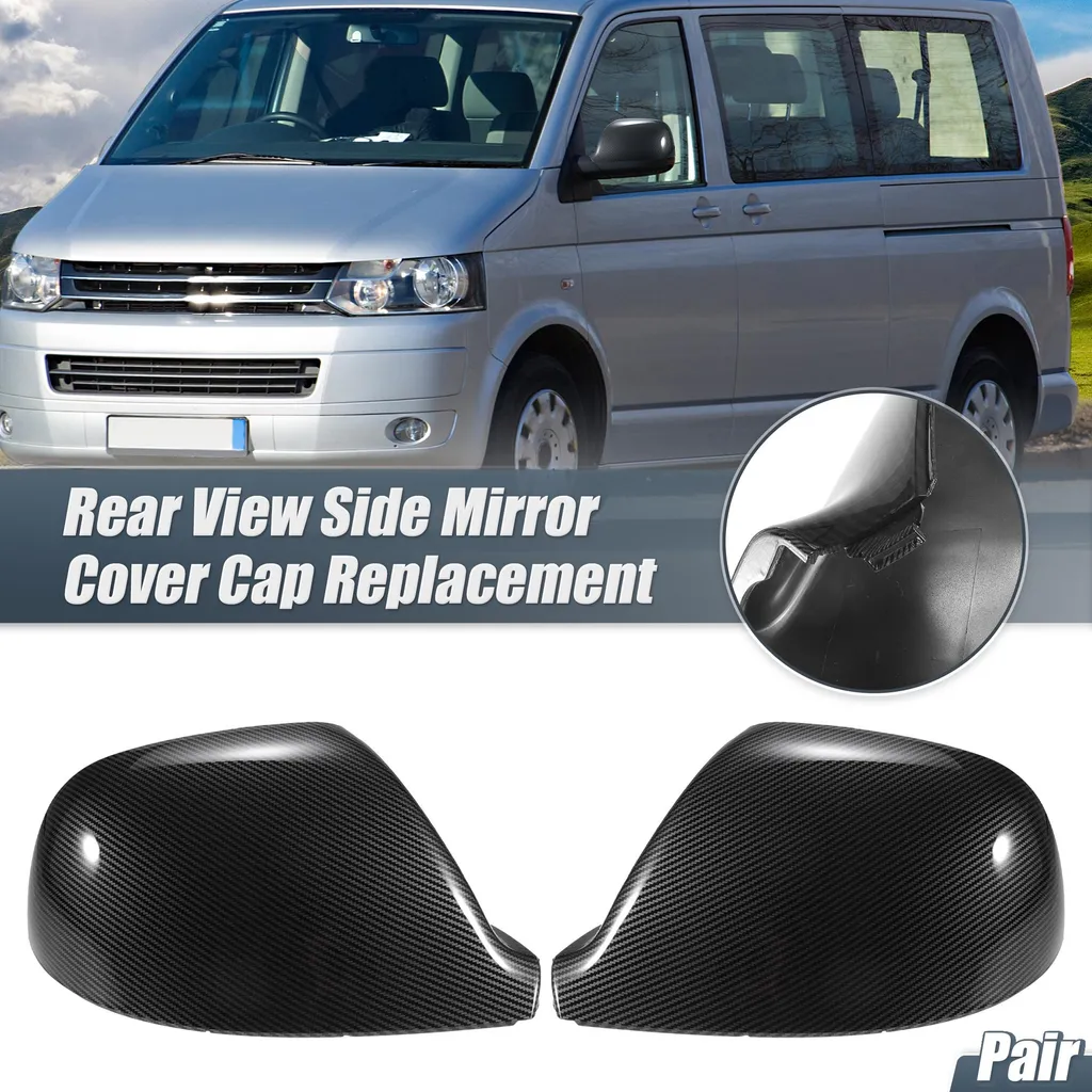 Caches Rétroviseurs Carbone Noir pour Volkswagen T5 T6 Finition Brillante