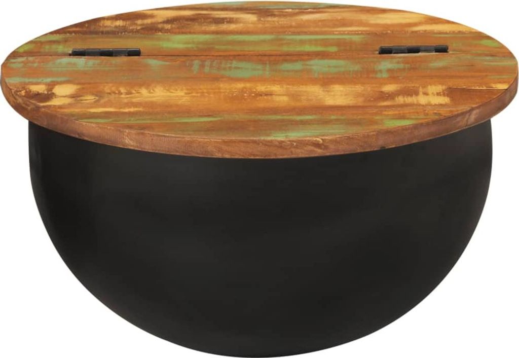vidaXL Couchtisch Schwarz 50x27 cm Altholz Massiv
