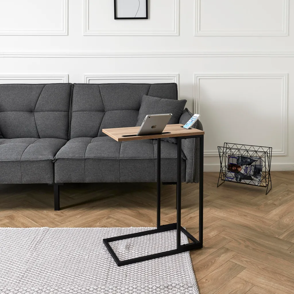 Bout de Canapé avec Support Tablette Intégré - Table de Salon Design Slim - 6