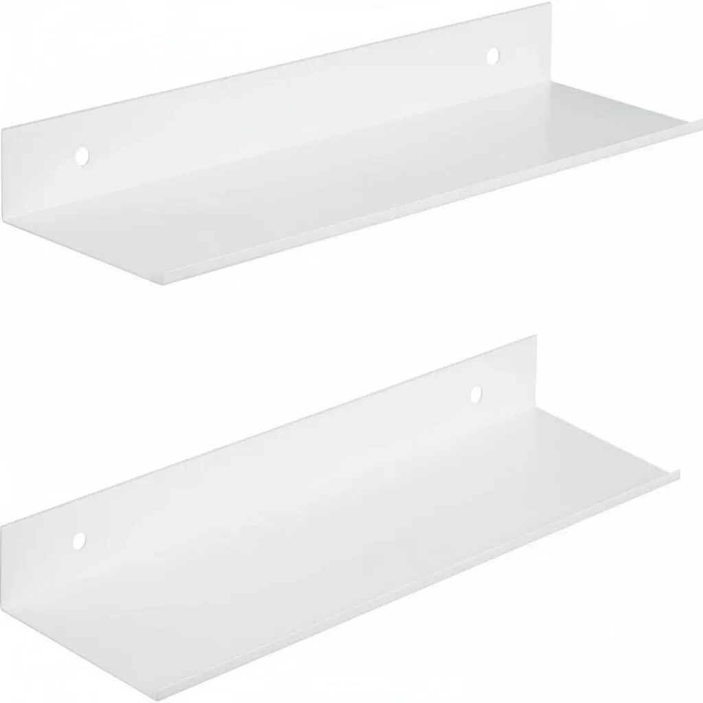 Étagère murale autocollante blanche 40 cm : rangement sans perçage x2