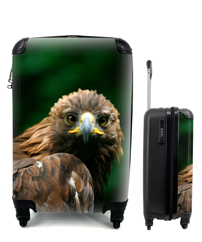 MuchoWow Koffer Handgepäck Trolley Rollkoffer Kleine Reisekoffer mit 4 Rollen - Adler - Braun - Raubvogel - Cabin Size < 55x40x23 cm & 55x40x20 ...