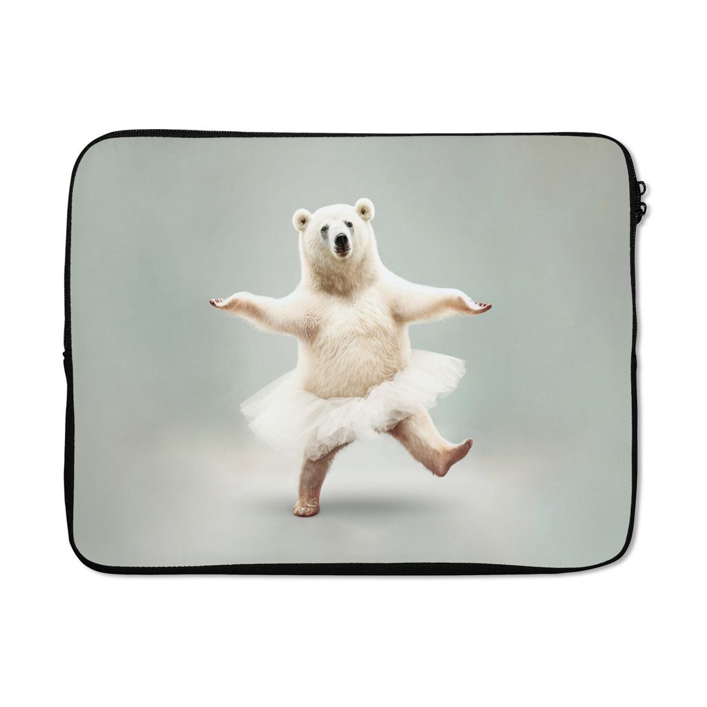 MuchoWow Laptop Hülle 17 Zoll Laptoptasche Eisbär - Tutu - Weiß - Porträt - Tiere - Kinder - Zipper - Schutzabdeckung