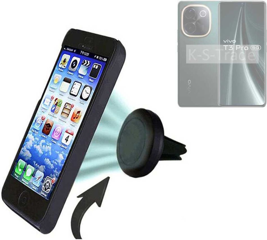 K-S-Trade kompatibel mit Vivo T3 Pro 5G Auto Handy Halterung KFZ Halter Lüftungsgitterhalterung Air Vent mount Smartphone Halter