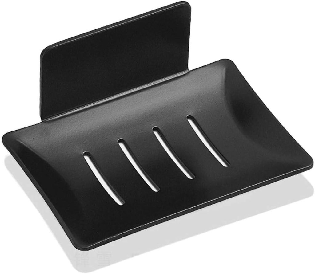 2er-Pack Seifenablage, selbstklebende Seifenschale, Seifenhalter, Seifenablage aus Aluminium, Badezimmerablage - Schwarz (kein Bohren erforderlich)