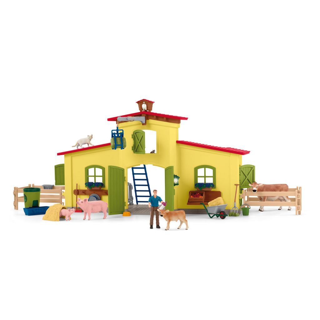 Schleich Farm World Großer Stall mit Tieren und Zubehör  Produktbild 