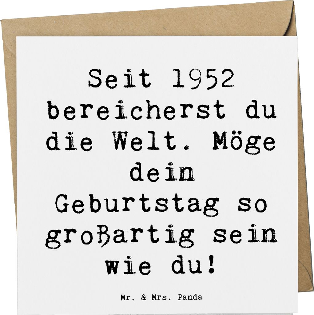 Mr. & Mrs. Panda Deluxe Karte Spruch 1952 Geburtstag - Weiß - Geschenk, wertvoll, faltkarte, Glückwunschkarte, anlasskarte, Jubiläum, Alter, Kla...