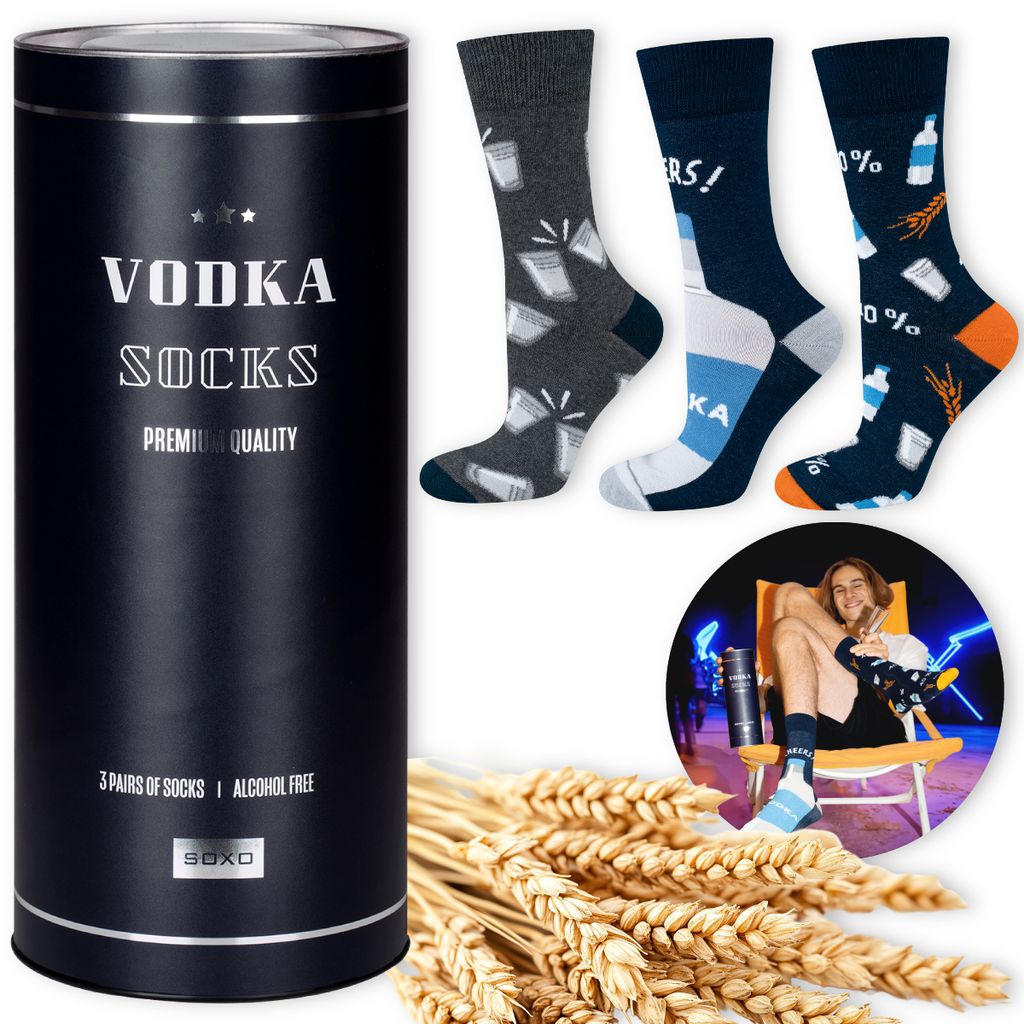 Socken - Ideal für ein Geschenk - Set 3x Wodka Motiv von Produktbild 