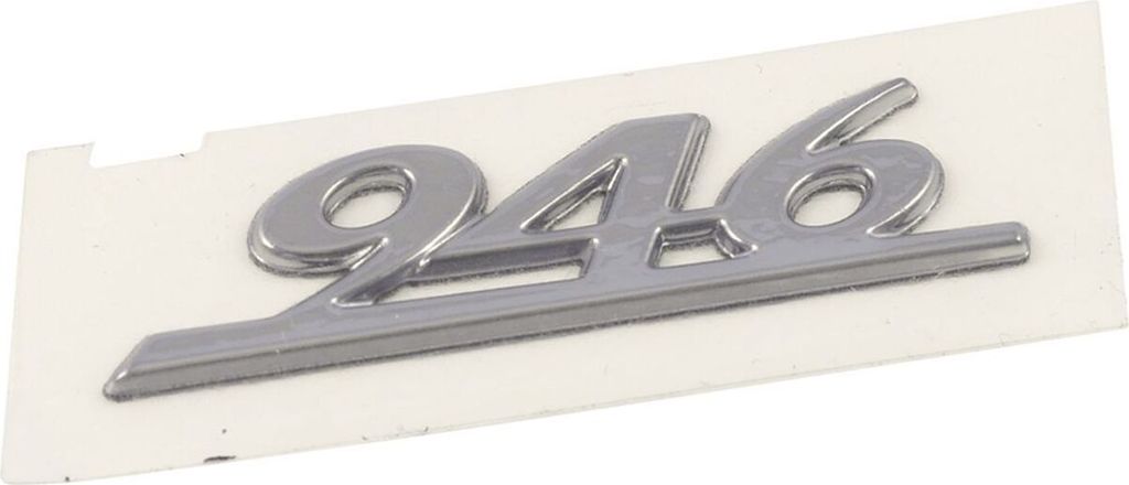 Schriftzug Aufkleber Sticker für Beinschild "946" chrom 45x13mm