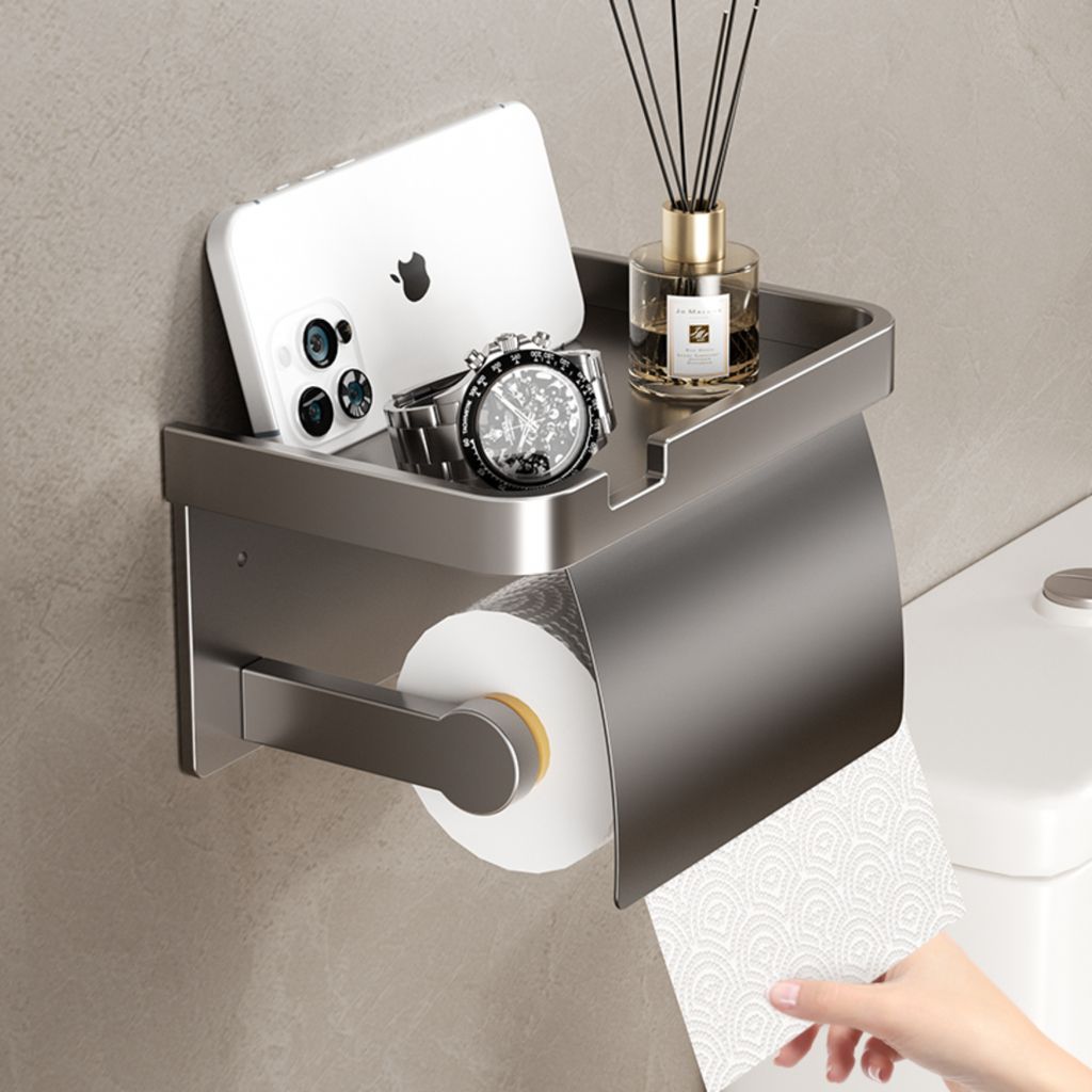 Toilettenpapierhalter Edelstahl - Selbstklebend Mit Regal & Haken