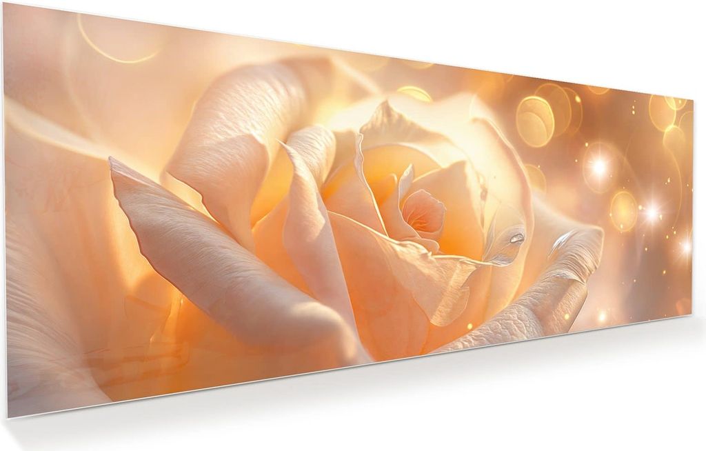 Glasbild 150x60cm in XXL für Wohnzimmer, Schlafzimmer Motiv Leuchtende Blüte