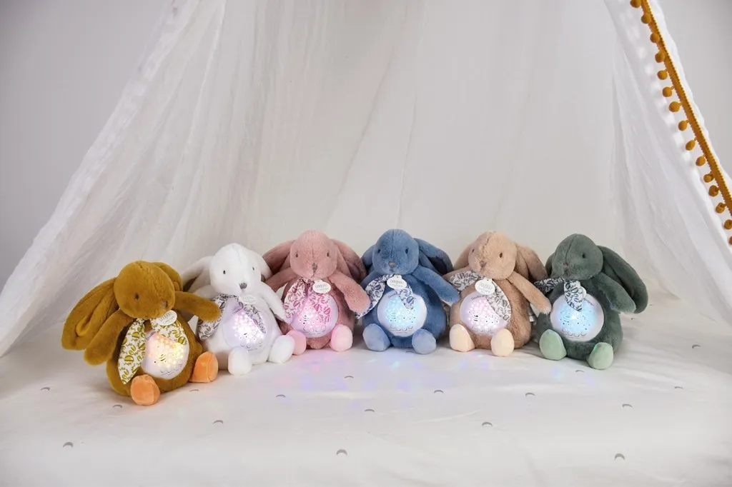 Doudou Boîte de Jeu Lapin Jaune Moutarde avec Projection Lumineuse - 6