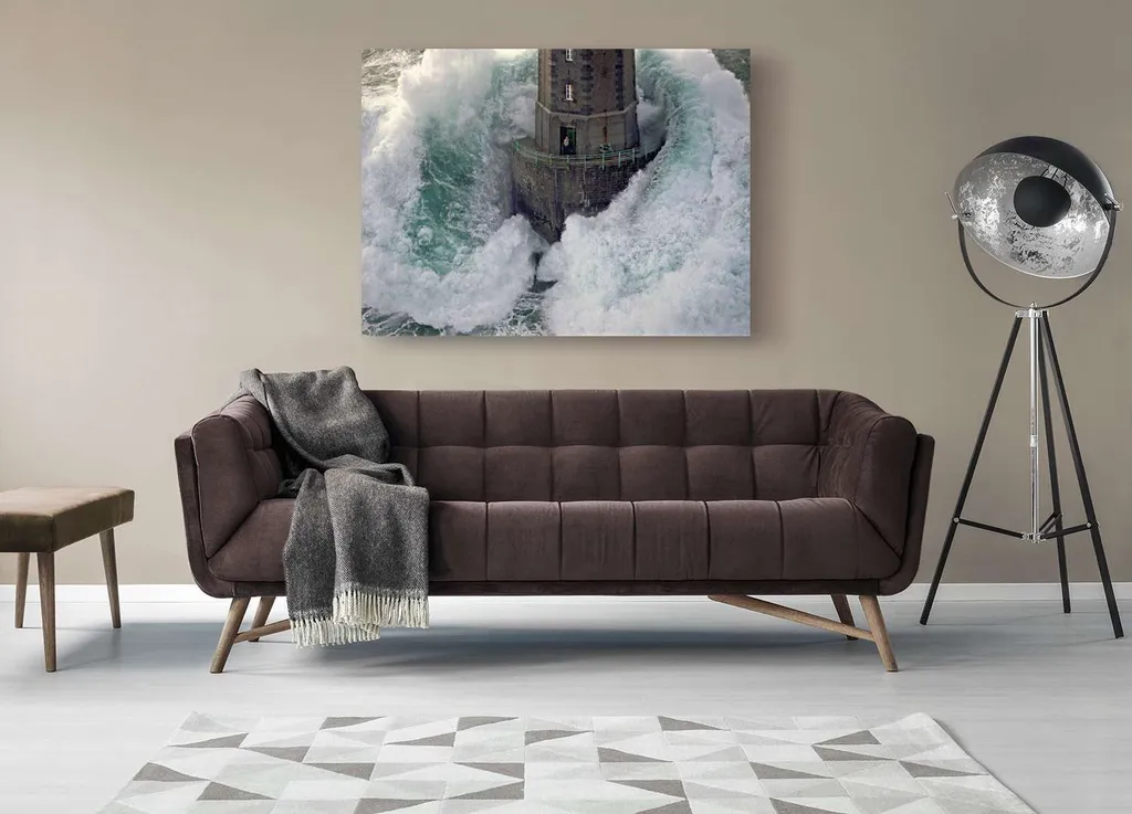 Grand Tableau Déco Phare La Jument Tempête Jean Guichard Toile 100x70