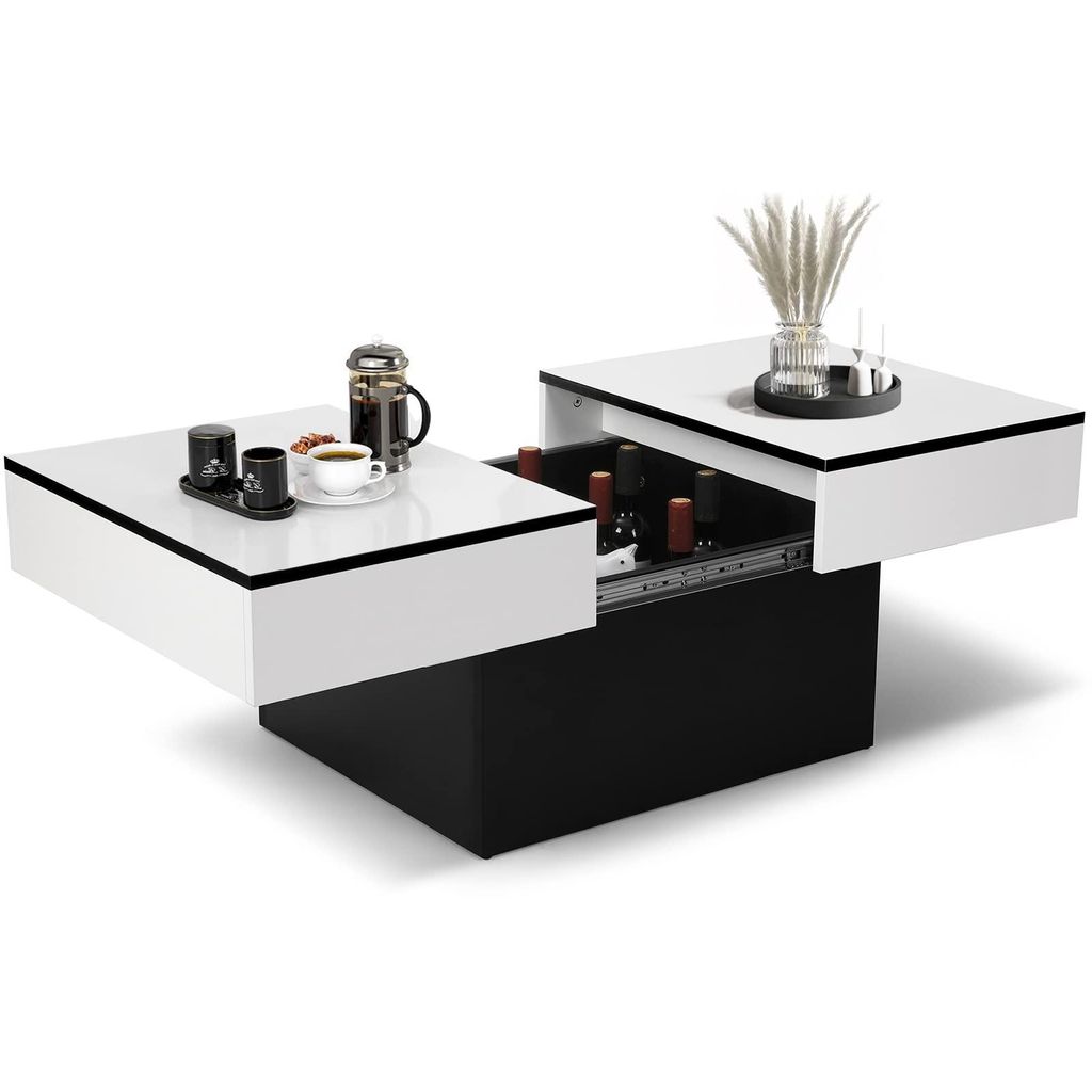 VOWNER Couchtisch, modern und ausziehbar, mit 2 Stauräumen Produktbild 