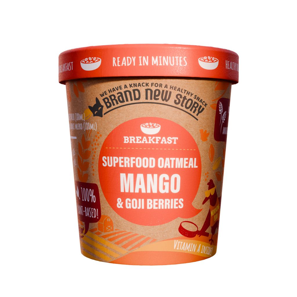HAFERBRÜHE MIT MANGO UND GOJI-BEEREN 70 g – BRAND NEW STORY