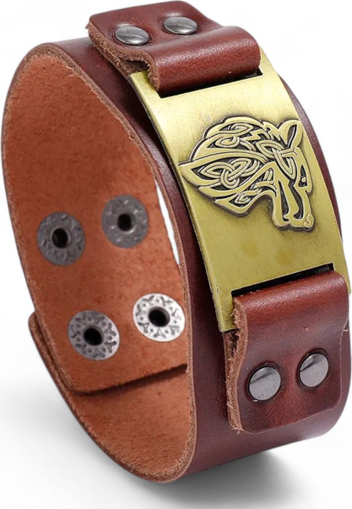 Wickinger Wolf Silber Bronze Gold Armband verstellbar Mittelalter Gold
