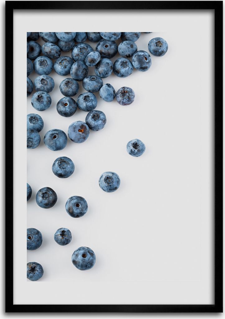 Bild - Bilderrahmen - 50 cm x 70 cm - MDF - Rahmen - Wandkunst Blaubeeren