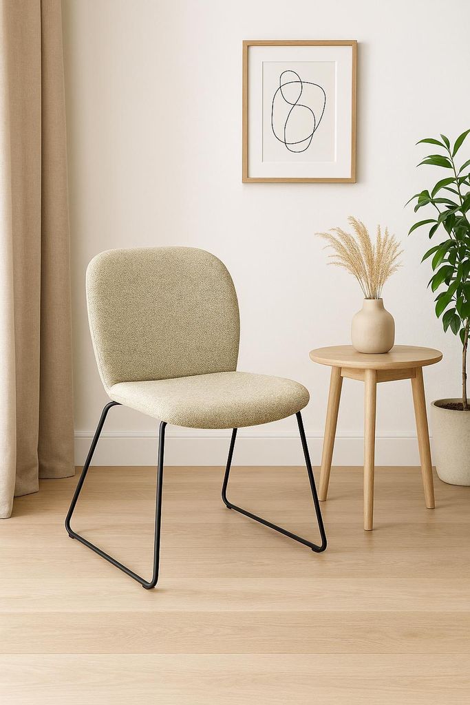 LEXO Polsterstuhl für Esszimmer und Küche, Casual Loft Stil mit schwarzem Metallgestel