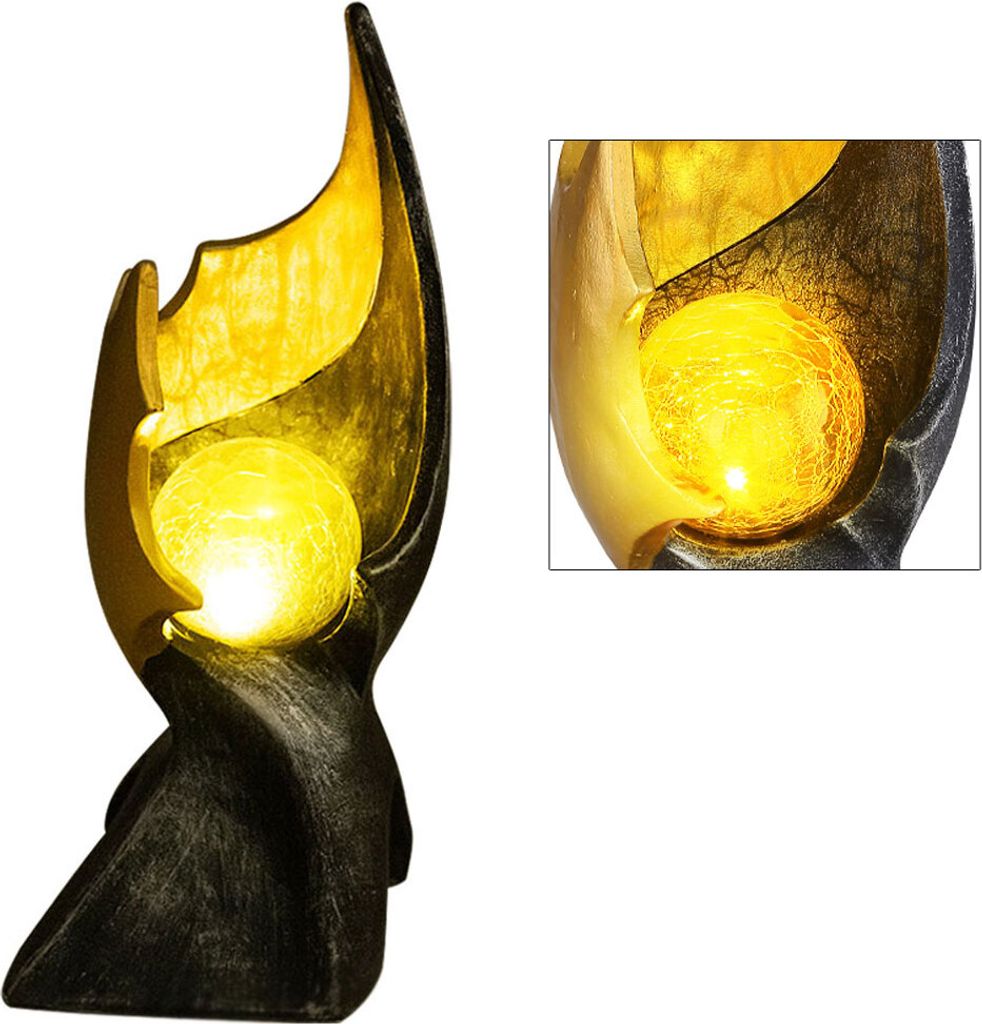 LED Solarleuchte, Flammen-Optik, Feuer-Effekt, Glas, H 36 cm