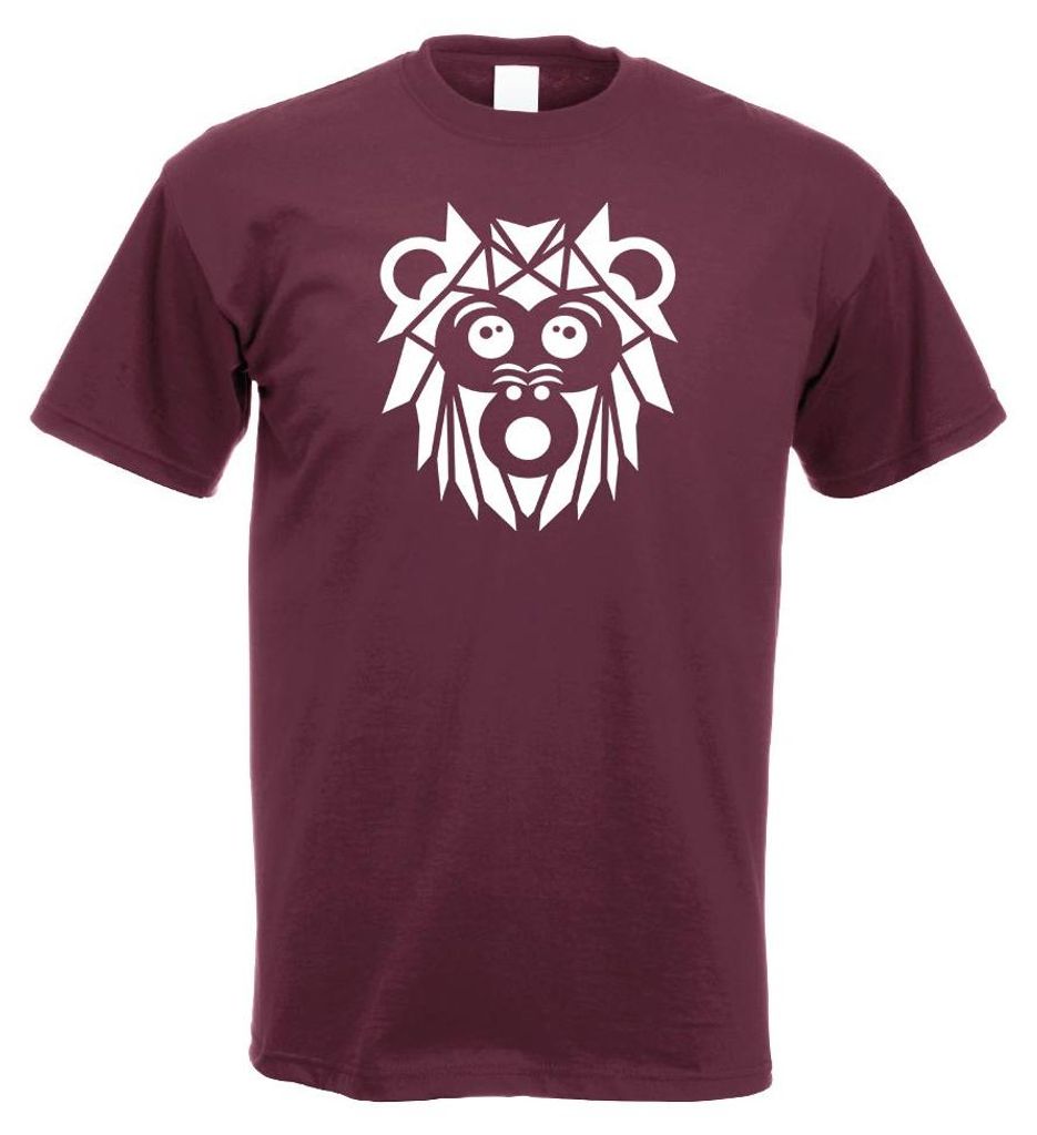 Kiwistar - T-Shirt - Burgund - Polygon AFFE Figur Tier Art Herren Funshirt Bedruckt Design Sprüche Spruch Motive - mit Motiv Bedruckt - Funshirt D...