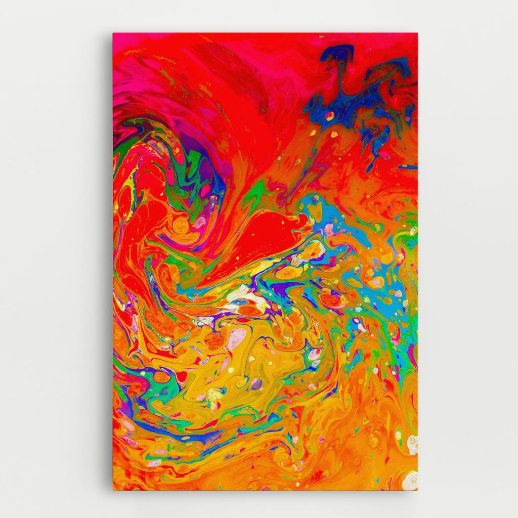 ARTHUB Leinwandbild 40x60 cm, Marbling Orange Art | Wohnzimmerdekoration, Hängende Bilder, Wanddekoration, Heimdekoration, Abstrakte, Lebendige ...