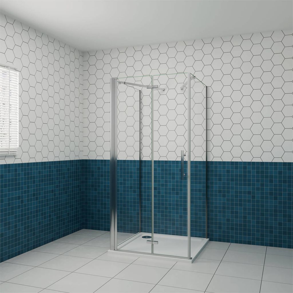 80x90cm 185cm U-Form Duschkabine Duschtür 6mm ESG Nano Glastür Falttür Scharniertür