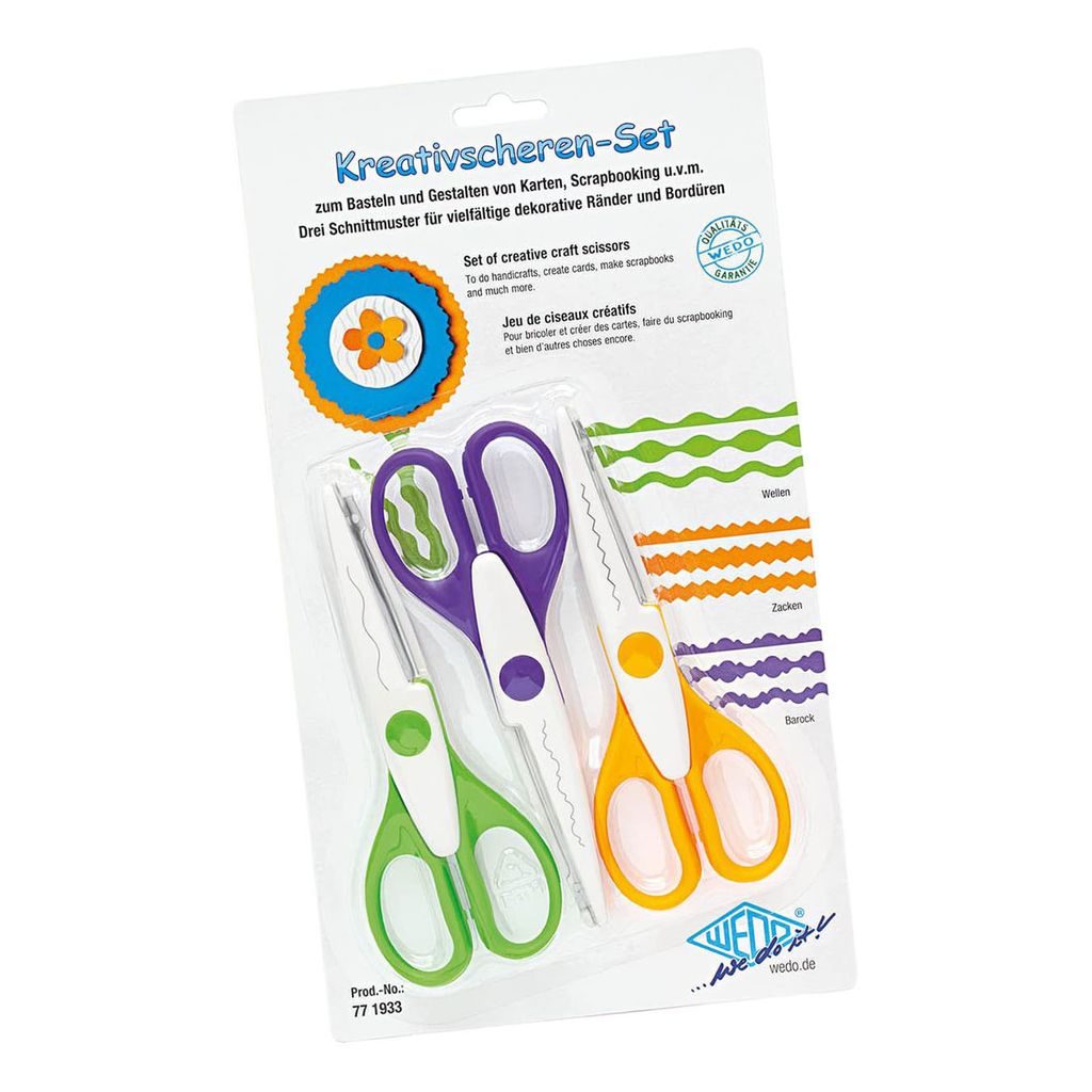 WEDO 77 1933 Forbici da contorno set di 3 colori assortiti Immagine del prodotto 