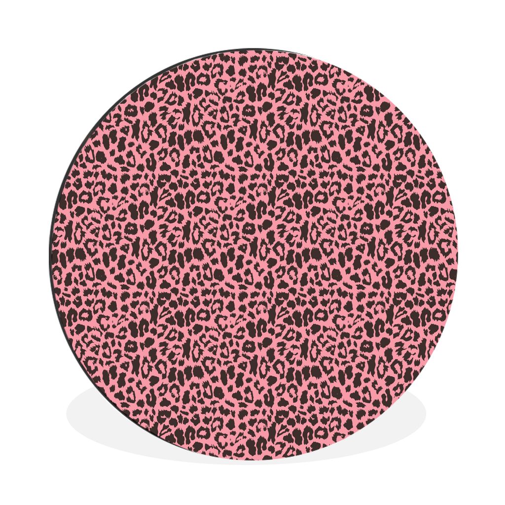 MuchoWow Aluminium Wandkreis Tiermuster - Rosa - Panther Ø 60 cm Wanddeko Modern Wohnzimmer - Wand Kreis - Wandbild - Schlafzimmer - Aluminium B...
