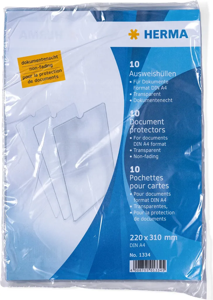 HERMA 1334 Portacartellini per tessere di riconoscimento 220x310 mm DIN A4 Trasparente