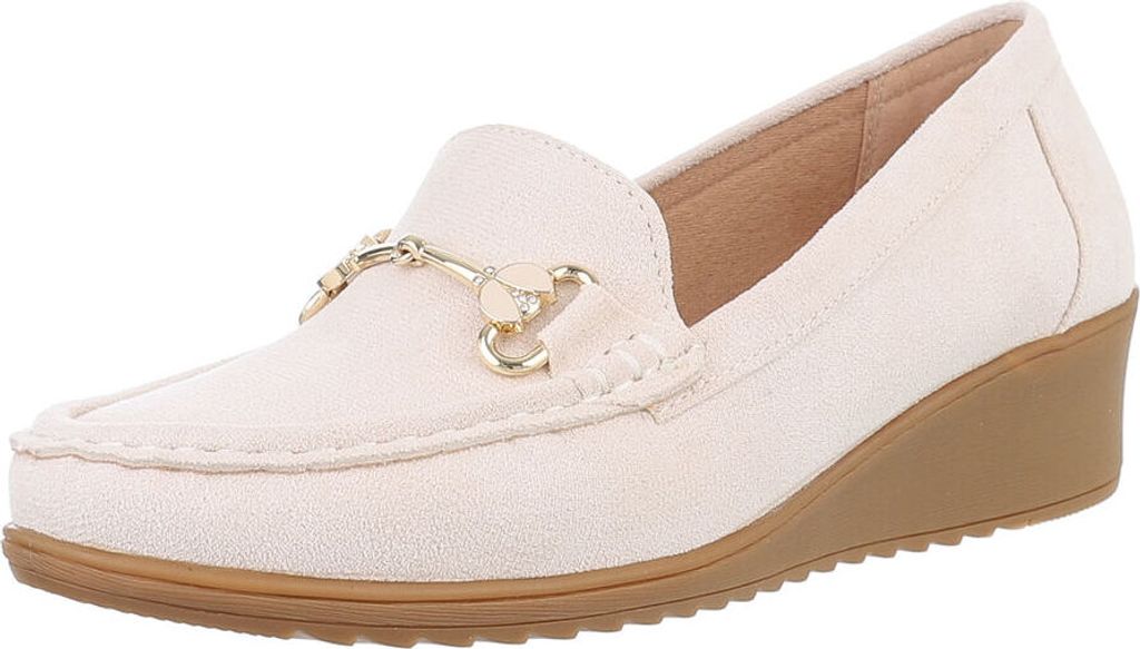 Ital-Design Damen Halbschuhe Mokassins Wildlederoptik Slipper 89319185 Beige Gr. 39