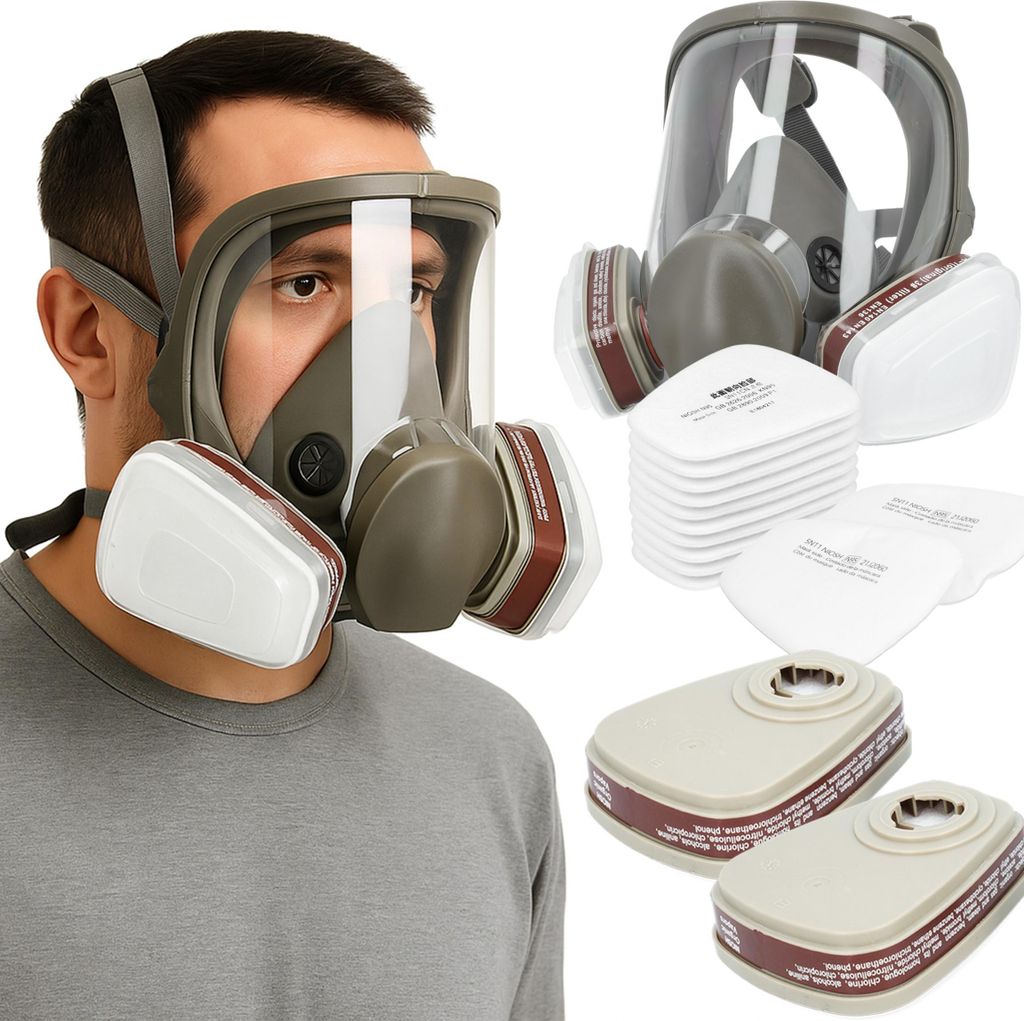 Vollschutzmaske gegen Staub und Gas, Set mit Filtern und Produktbild 