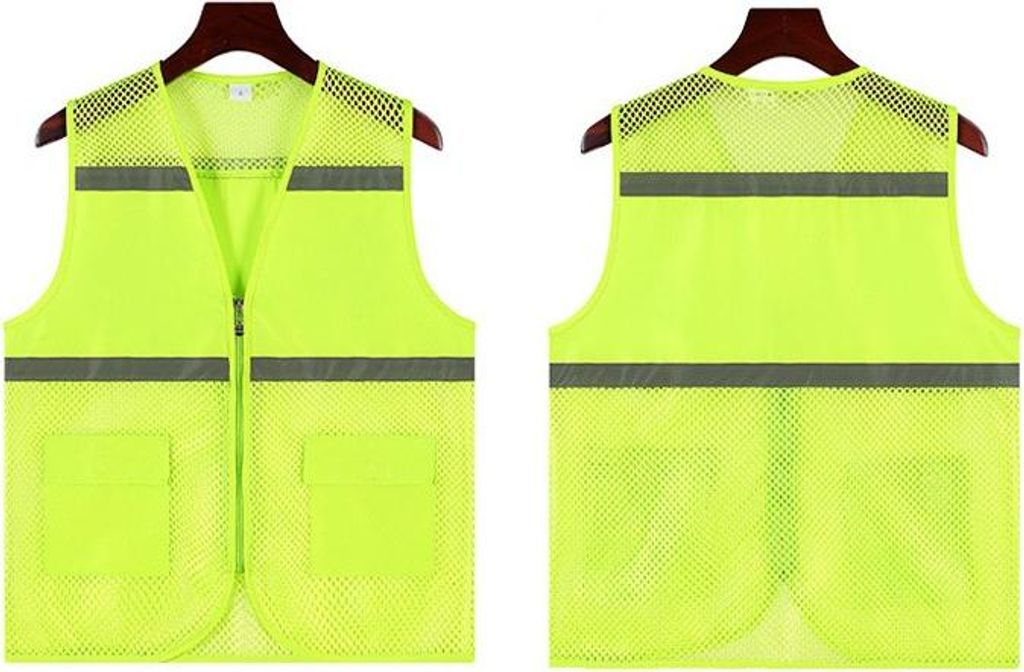 INF Hochsichtbare reflektierende Sicherheitsweste mit Taschen, Gelb, atmungsaktiv 4XL