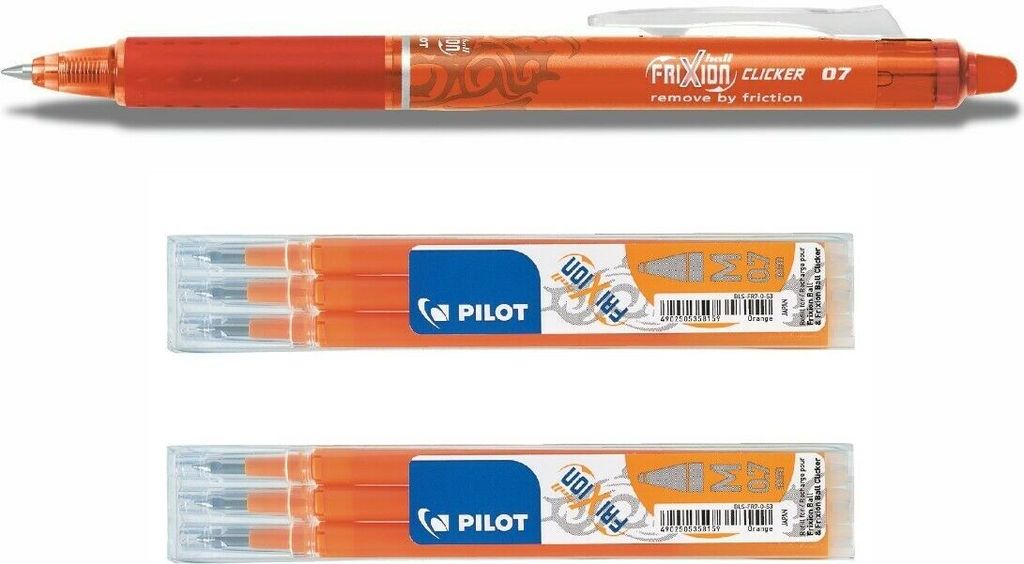 Frixion Clicker 0.7 orange + 6 Ersatzminen orange