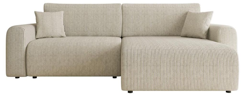 MIRJAN24 Ecksofa Floryn L Cord, Polsterecke, L-Form Schlafsofa, Eckcouch mit Bettkasten (Farbe: Poso 100)