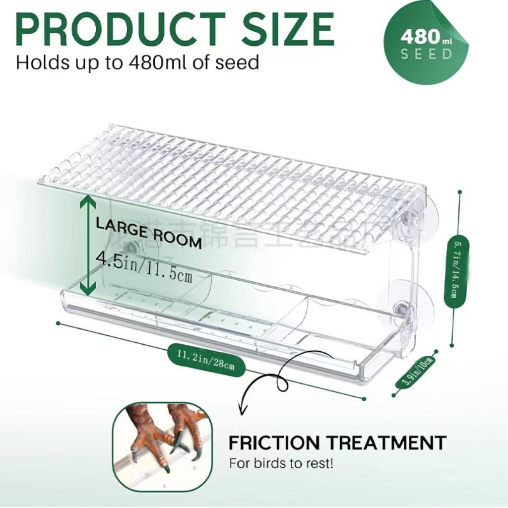 Fenster-Futterhaus Für Vögel – Transparent, Mit Saugnäpfen, 20,5x21,5 Cm, Für Wildvögel