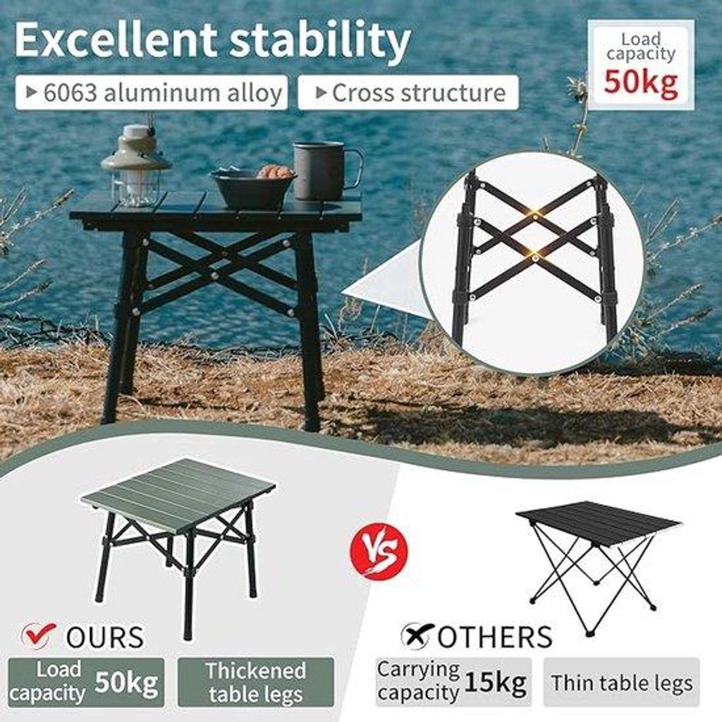 Aluminium-Picknicktafel, Balkontafel, inklapbar, 40,5 x 29 x 30,5 cm