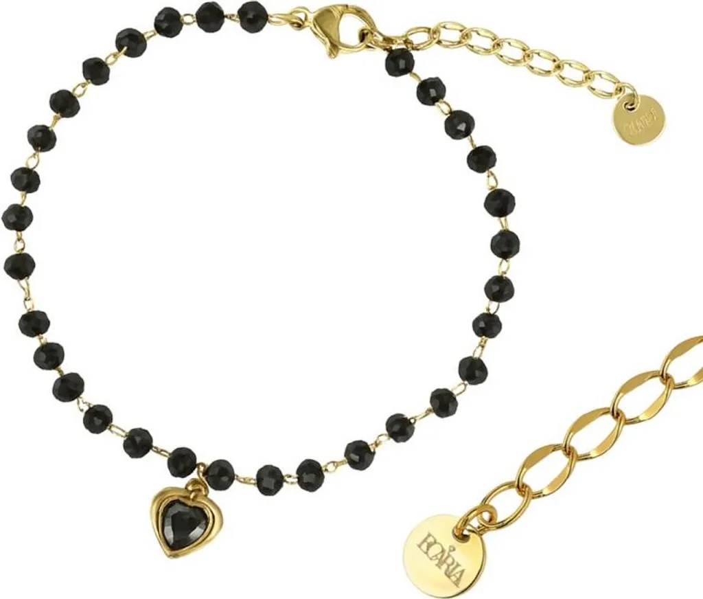 Flamenco Mystique Bracciale a cuore in acciaio chirurgico placcato oro nero 14k - BST1569