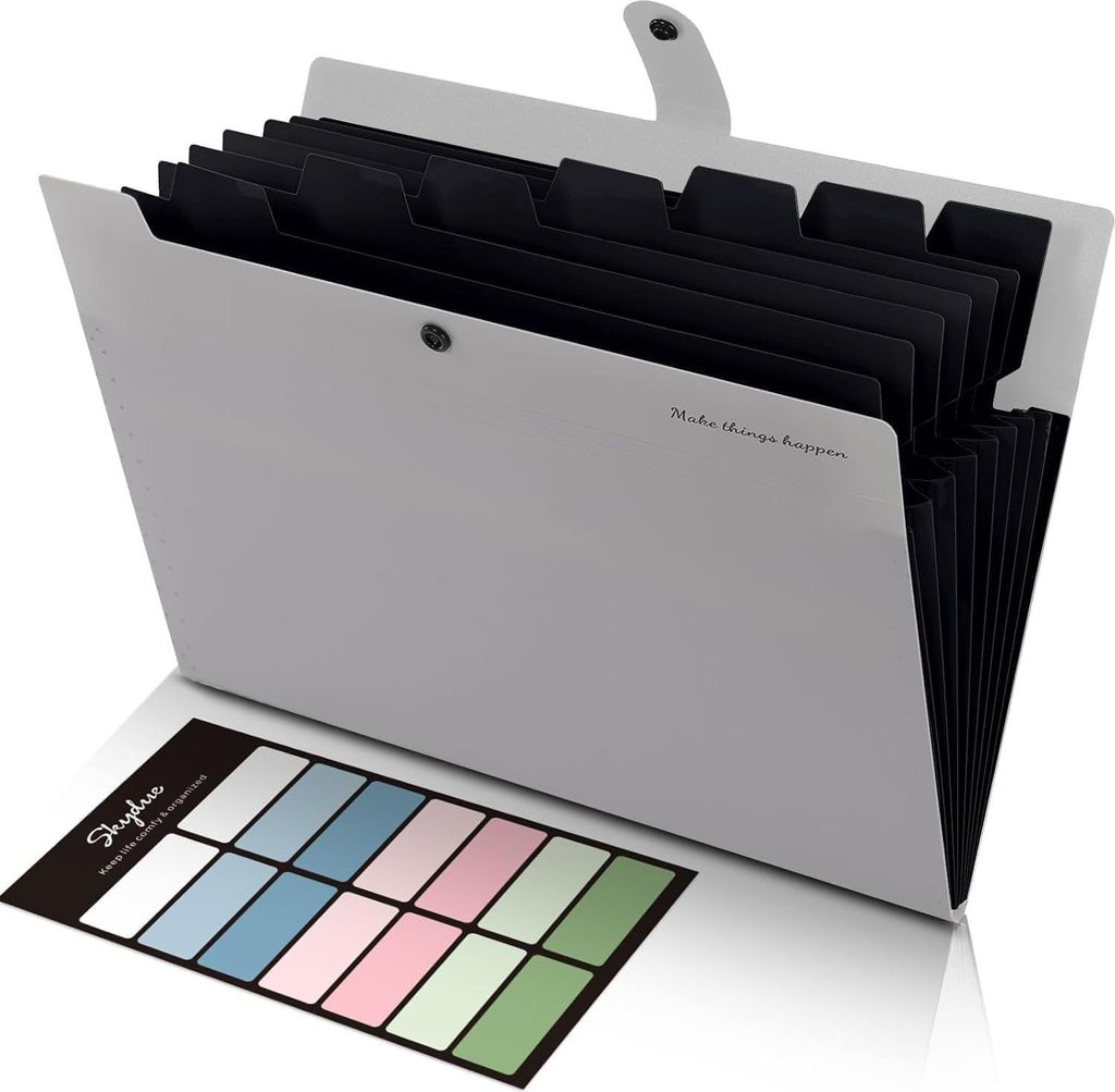 Dokumentenmappe A4, Mappe Mit 8 Fächern, Fächermappe A4 Mit Etiketten, Tragbar Ordnungsmappe Mappen Ordnersystem, Document Folder Für Zuhause, B...