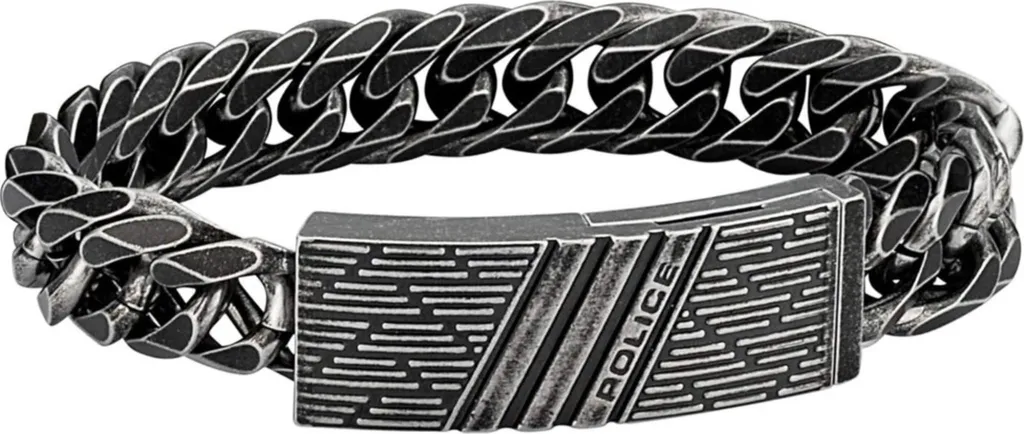 Bracelet homme robuste Police PJ26287BSE02L fermoir sécurisé en acier