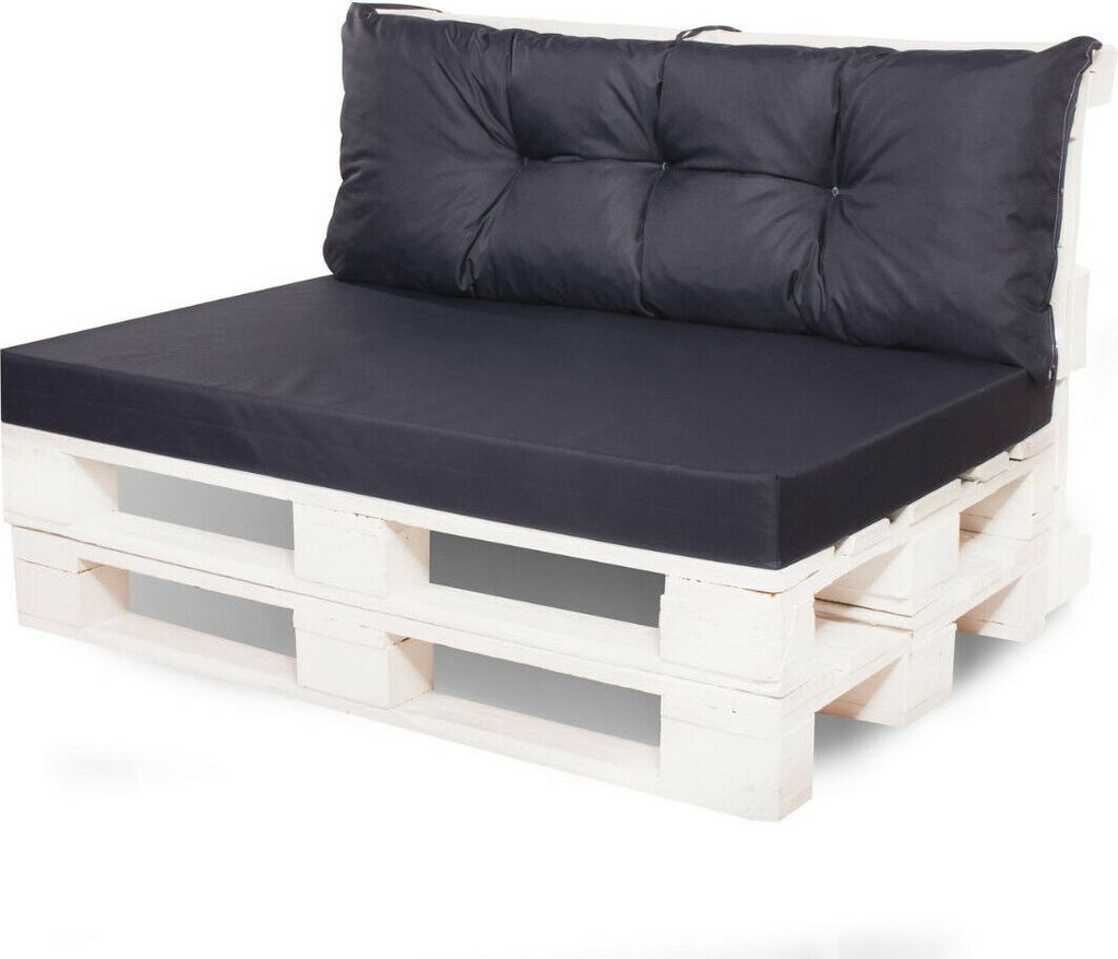 Palettenkissen outdoor | Palettenkissen set Sitzkissen 120x80 und Rückenkissen 120x40cm Anthrazit | Palettenkissen auflagen | Paletten kissen | ...