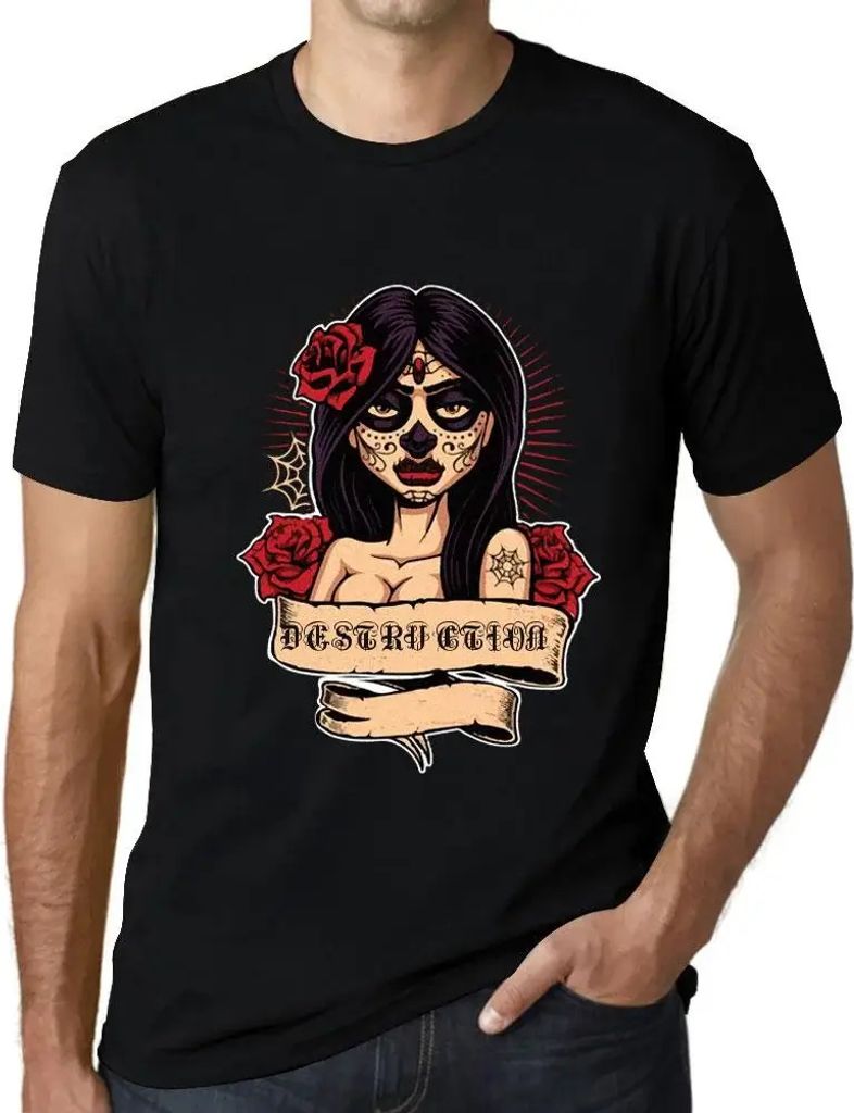 Herren Grafik T-Shirt Frauen Blume Tattoo Zerstörung – Women Flower Tattoo Destruction – Öko-Verantwortlich Vintage Jahrgang Kurzarm Lustige ...