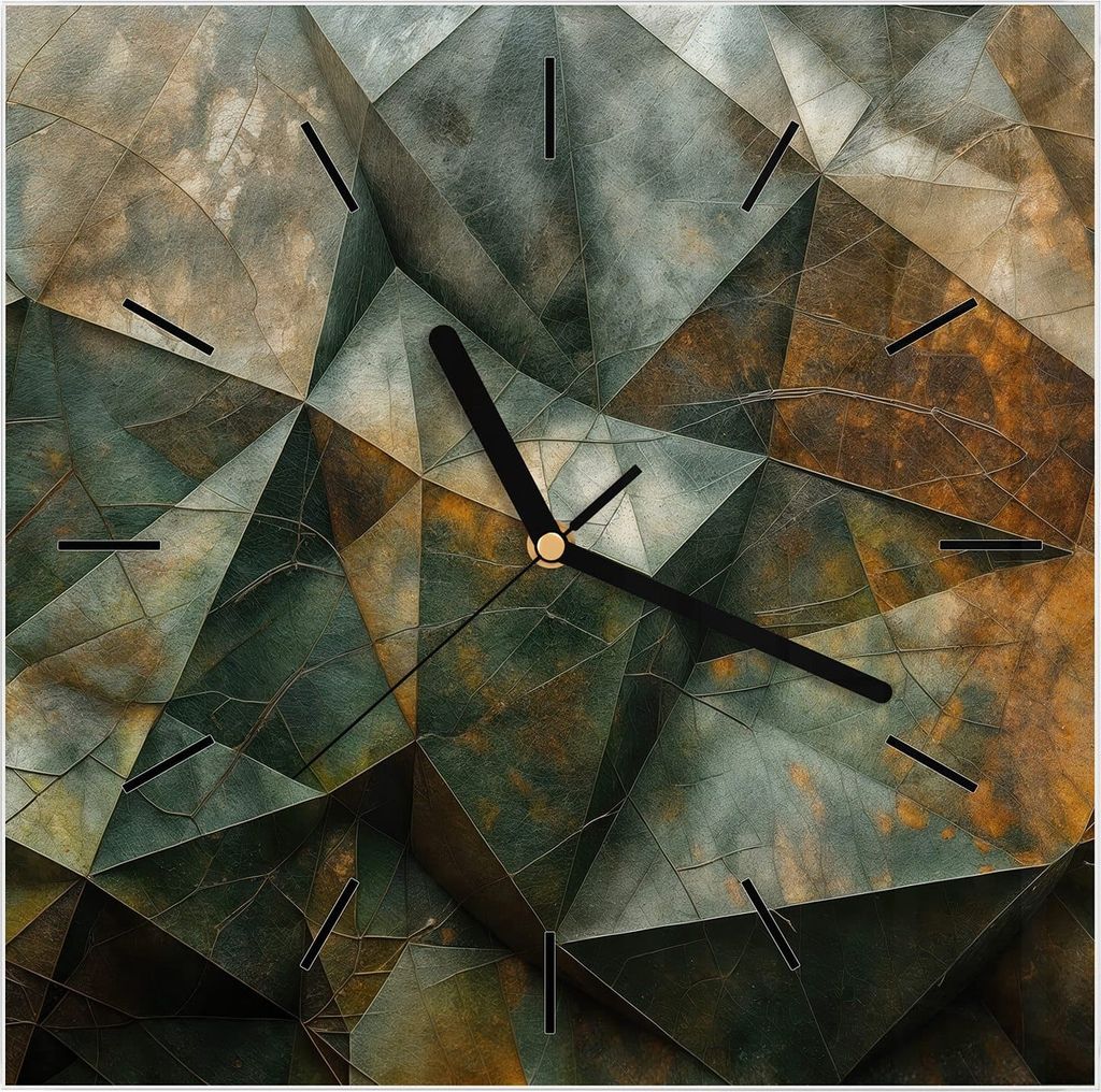 Wanduhr aus Glas mit Motiv Geometrische Abstraktion- 30 x 30 cm - inkl. Aufhängesystem