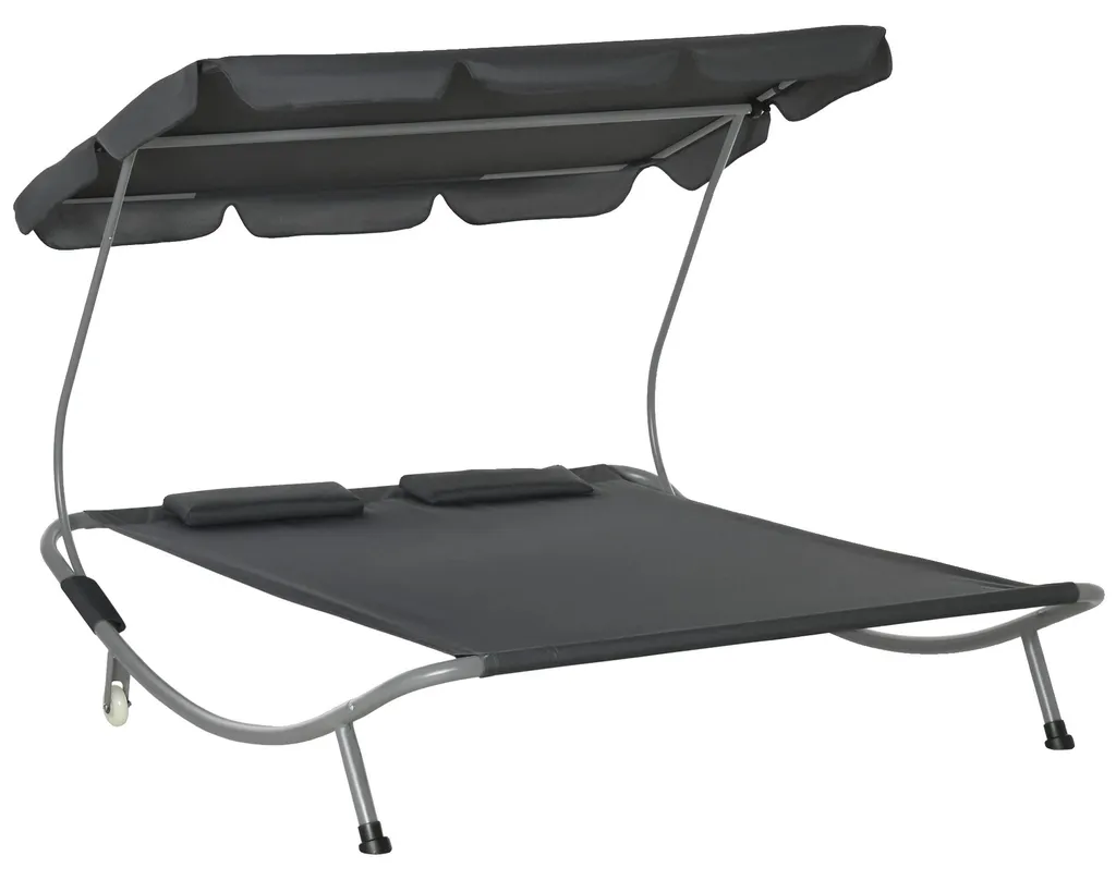Chaise longue robuste en métal gris clair avec coussins épais amovibles