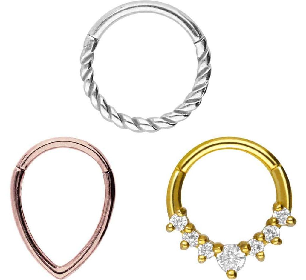 Ohrpiercing, Nasenpiercing, Septum Piercing SET Chirurgenstahl Segmentring Clicker MIX