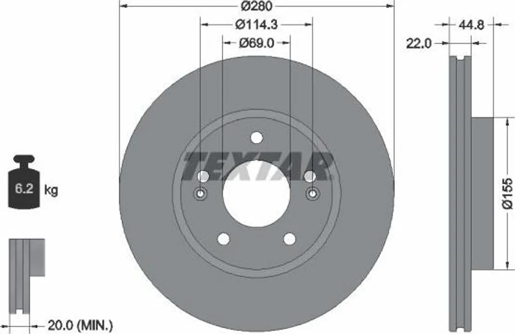 Disque de frein anti-vibration remplaçant la pièce OE 51712G2000 usée
