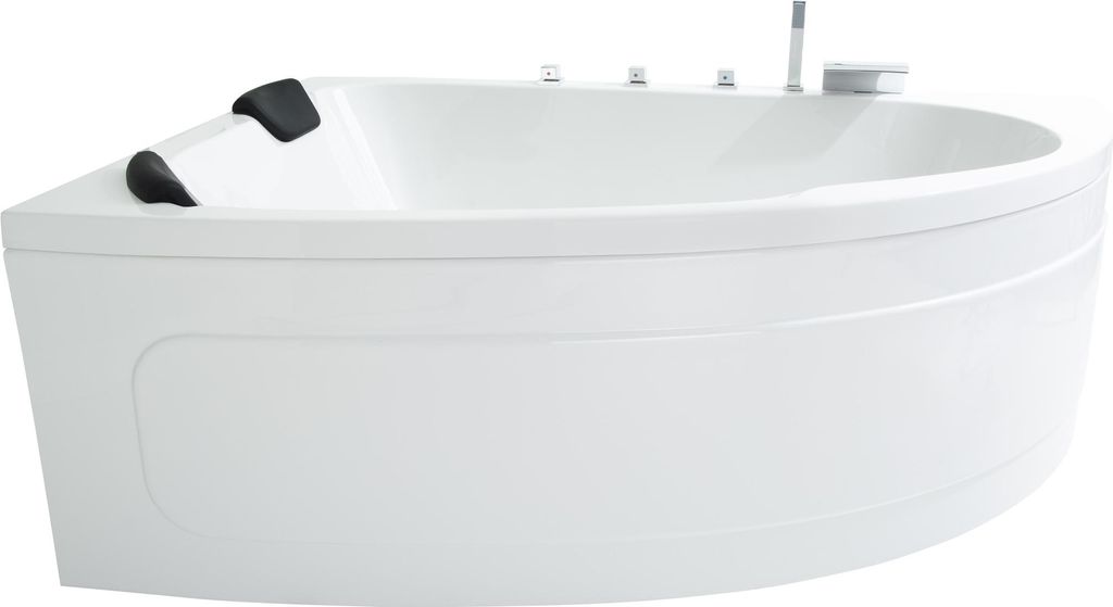 Basera Eck-Badewanne Guam Links 180 x 130 cm für 2 Personen mit Wasserfall, LED-Ambiente und Kopfstützen