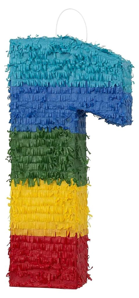 Piñata Zahl 1 mehrfarbig, 53x25x10 cm, für Geburtstag, befüllbar bis 900g