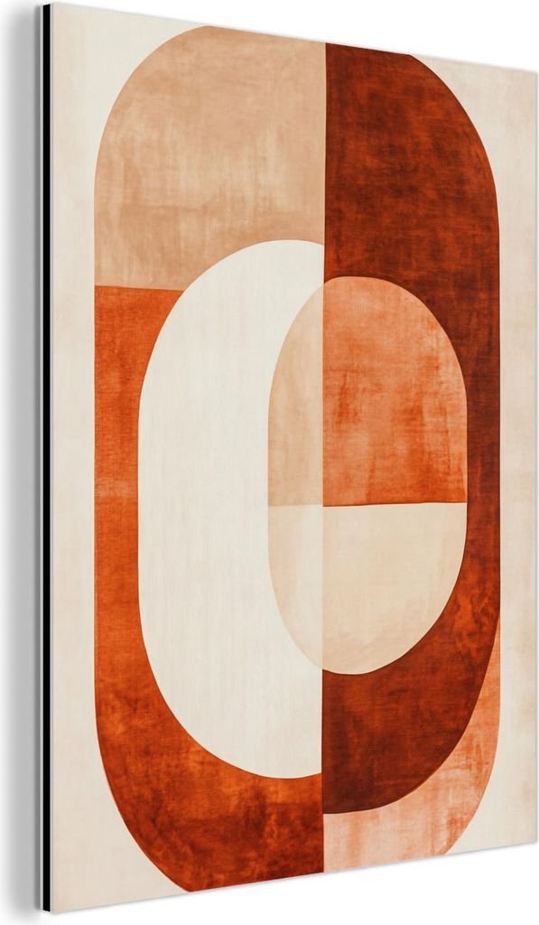 MuchoWow Wanddekoration Metall Metallbild Wandkunst 90x120 cm Illustration - Abstrakt - Formen - Rot MuchoWow Aluminium Gemälde - Industrial