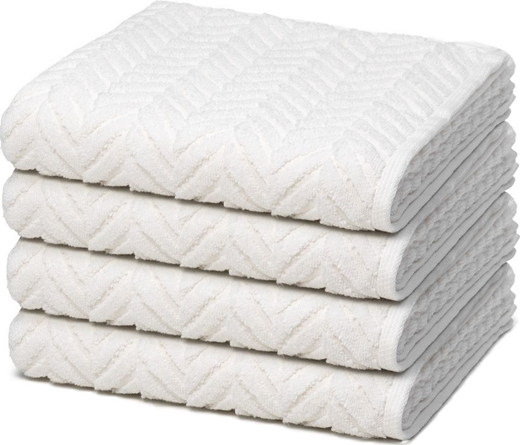 Ross Sensual Skin 4 X Handtuch im Set Walkfrottee aus Baumwolle 500 g/m², Elegantes Design, Zopfmuster mit gewebter Bordüre