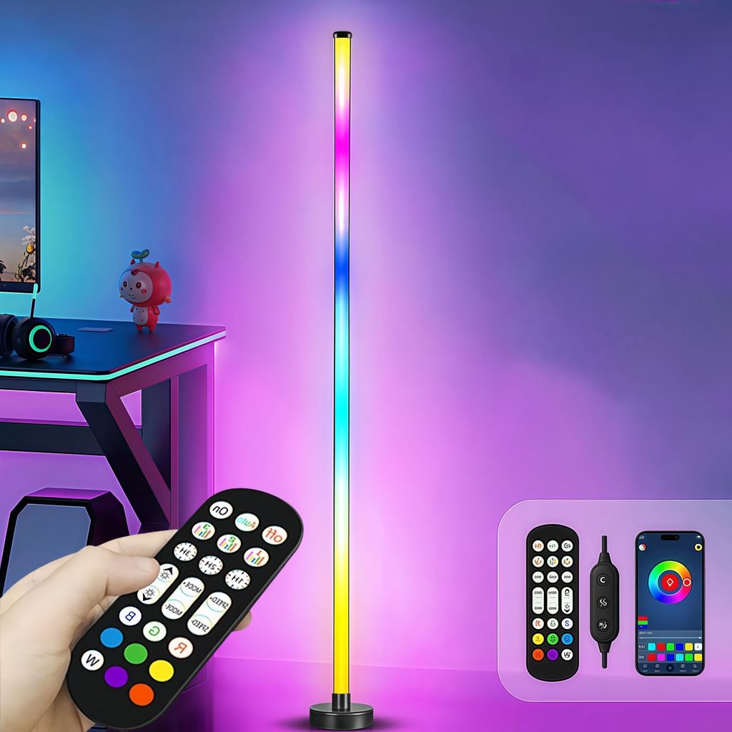 LED Stehlampe, Stehleuchte Ecklampe RGB Dimmbar, Atmosphäre Produktbild 